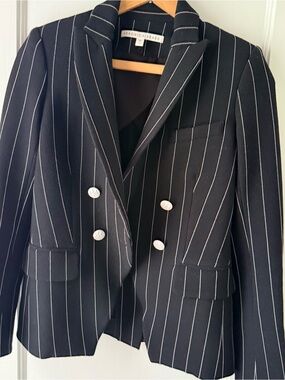 Veronica Beard Daytona Pinstripe Double Breasted Blazer